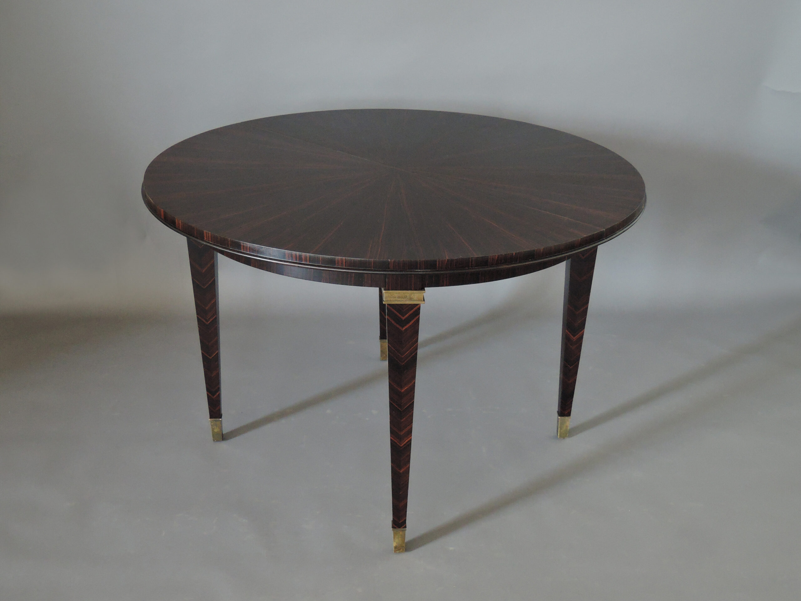 Fine French Art Deco Extendable Macassar Ebony Round Table by Dominique - Image 9