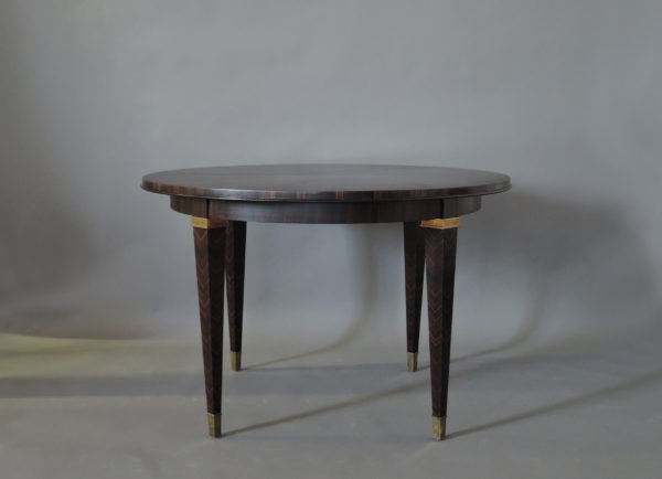 Fine French Art Deco Extendable Macassar Ebony Round Table by Dominique - Image 2