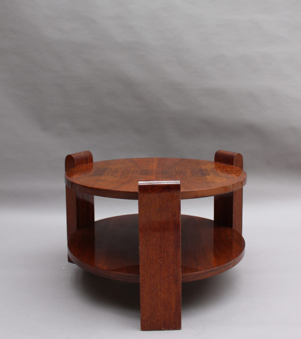 Large French Art Deco Two-Tier Walnut Gueridon - Image 4