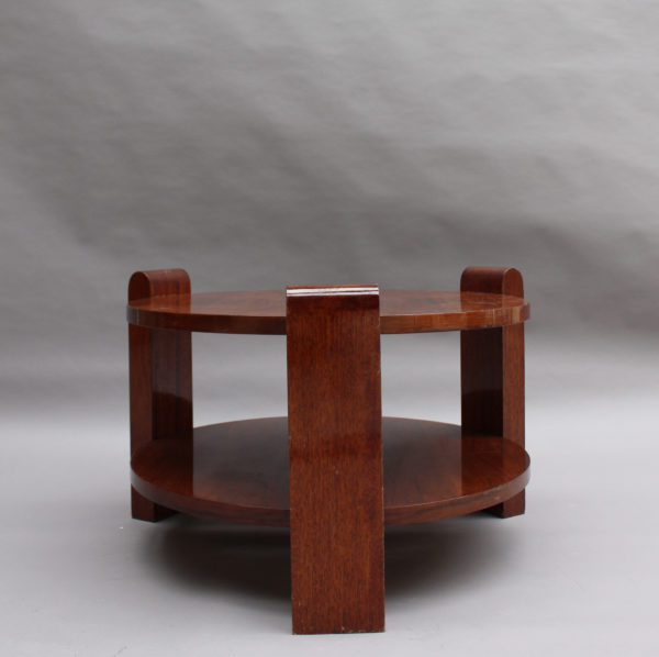 Large French Art Deco Two-Tier Walnut Gueridon - Image 5