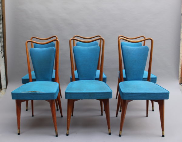 Set of Six Fine French 1950s Beechwood Chairs - Image 2