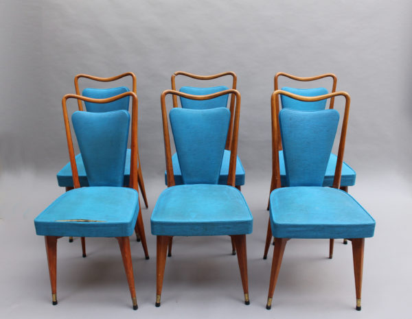 Set of Six Fine French 1950s Beechwood Chairs - Image 17