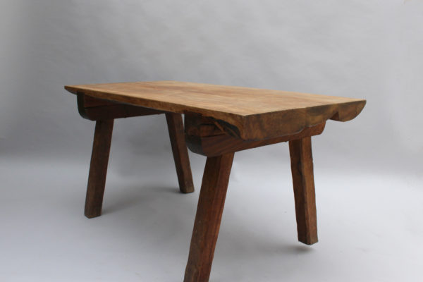 French 1950s Rectangular Solid Walnut Table - Image 6