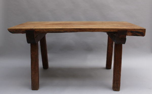 French 1950s Rectangular Solid Walnut Table - Image 3