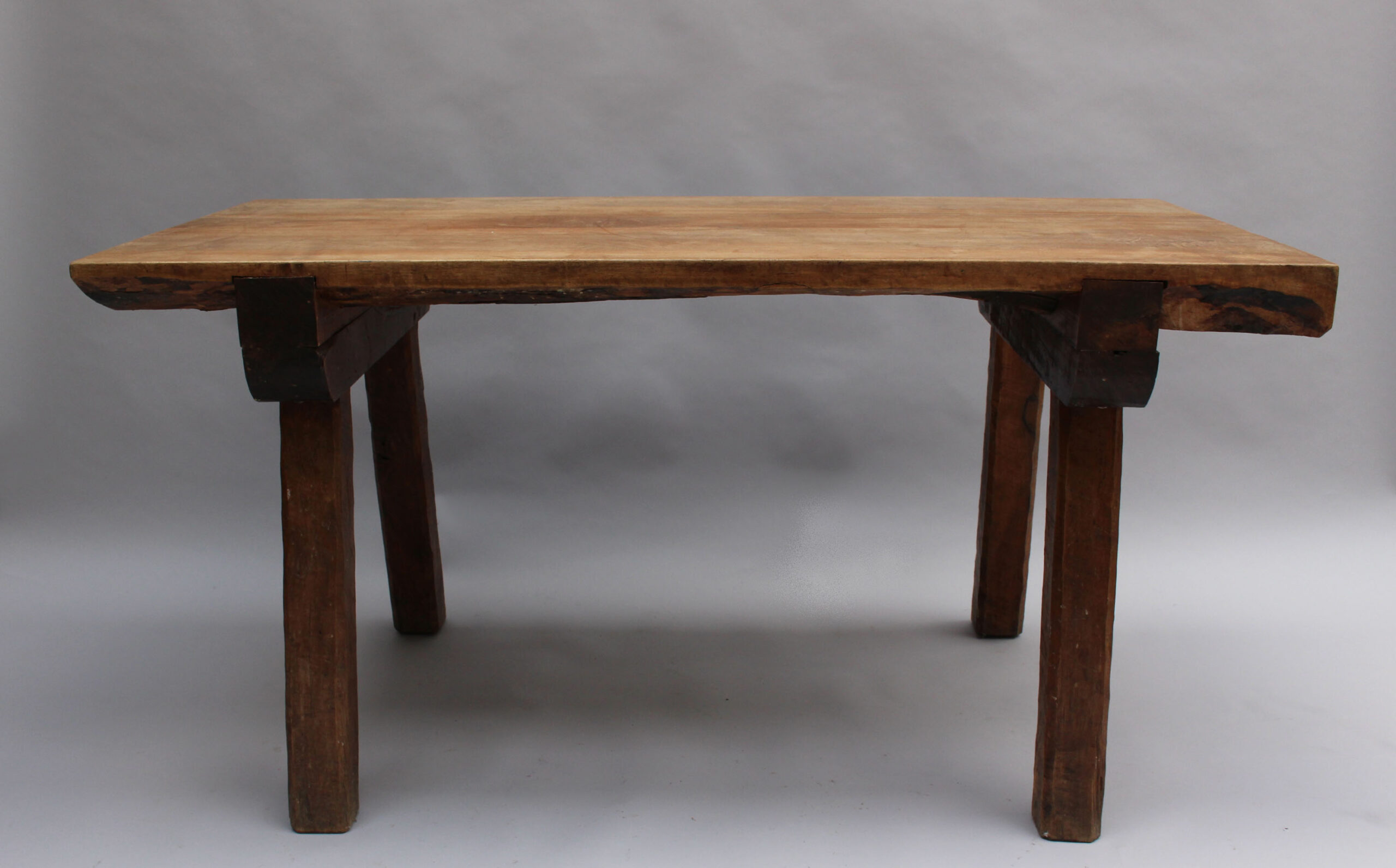French 1950s Rectangular Solid Walnut Table - Image 7
