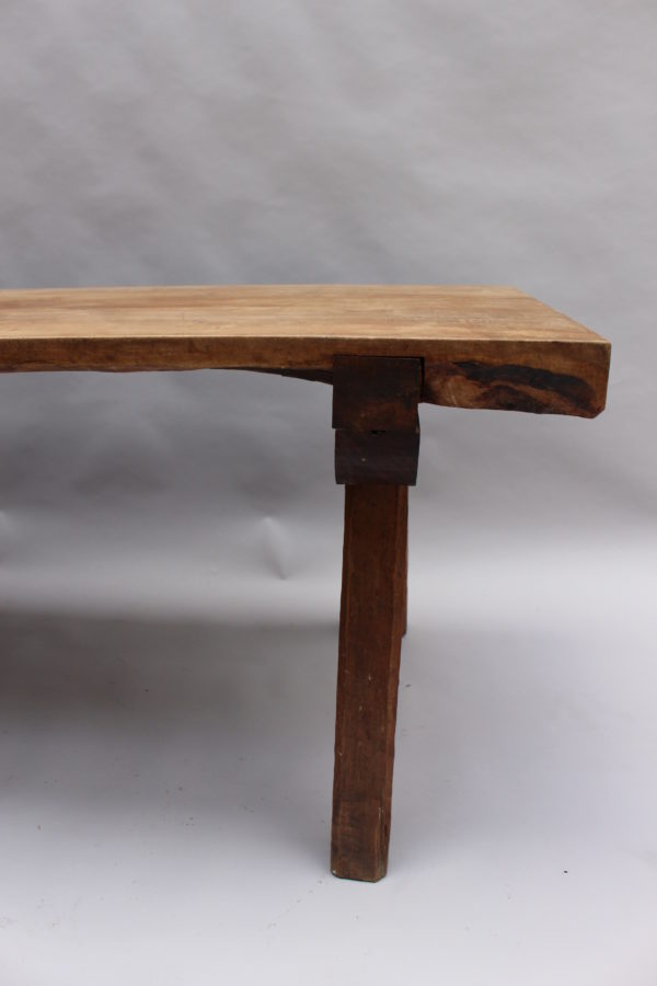 French 1950s Rectangular Solid Walnut Table - Image 9