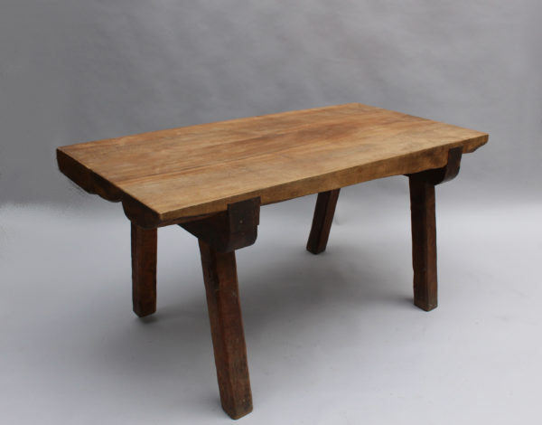 French 1950s Rectangular Solid Walnut Table - Image 7