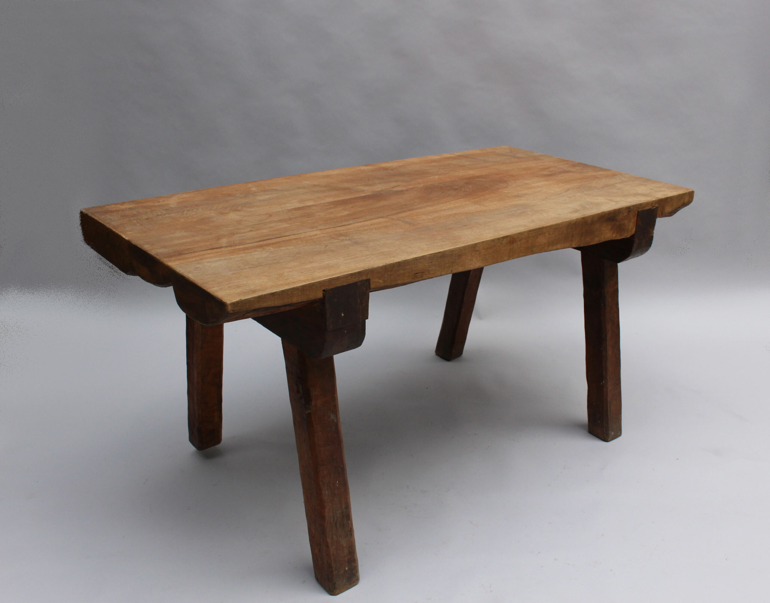 French 1950s Rectangular Solid Walnut Table - Image 3