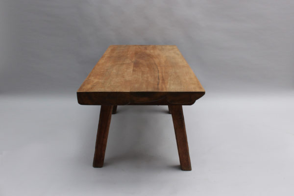 French 1950s Rectangular Solid Walnut Table - Image 4