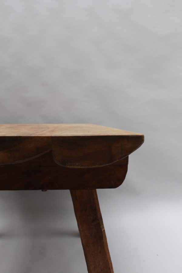 French 1950s Rectangular Solid Walnut Table - Image 8