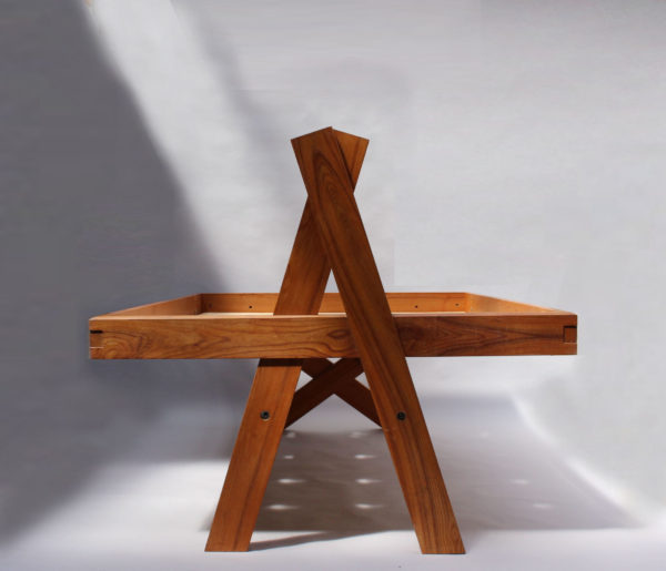 French Midcentury Solid Elm Bed by Pierre Chapo - Image 12