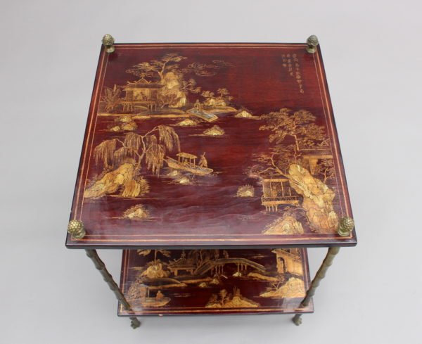 Pair of Fine French Bronze and Chinese Lacquer Side Tables Attributed to Baguès - Image 7