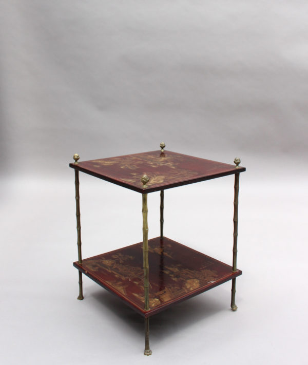 Pair of Fine French Bronze and Chinese Lacquer Side Tables Attributed to Baguès - Image 12