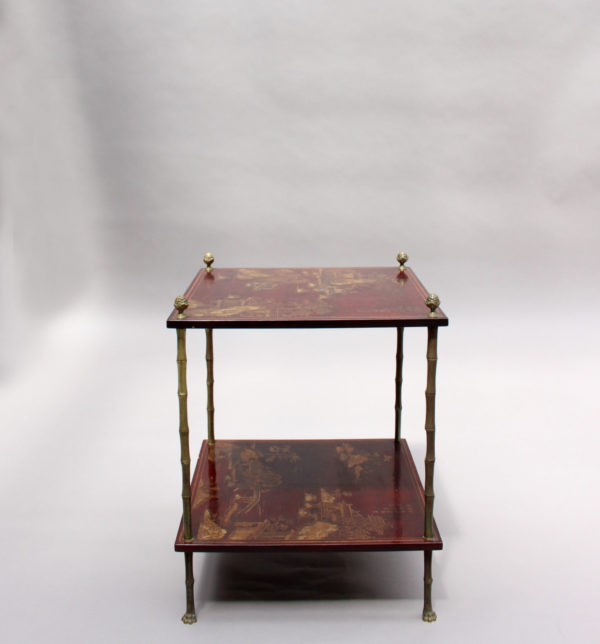 Pair of Fine French Bronze and Chinese Lacquer Side Tables Attributed to Baguès - Image 13