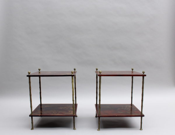 Pair of Fine French Bronze and Chinese Lacquer Side Tables Attributed to Baguès - Image 4