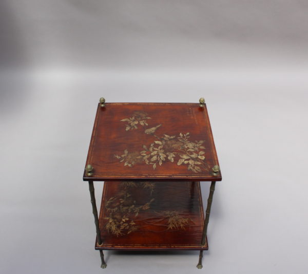 Pair of Fine French Bronze and Chinese Lacquer Side Tables Attributed to Baguès - Image 19