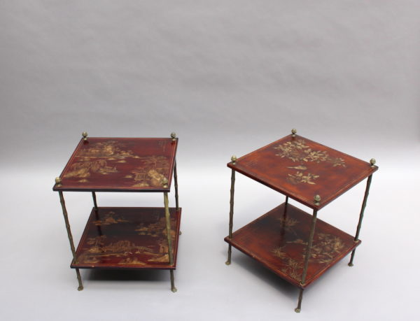 Pair of Fine French Bronze and Chinese Lacquer Side Tables Attributed to Baguès - Image 5