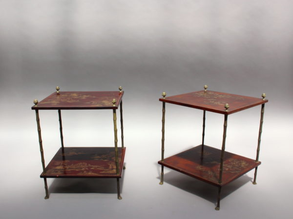 Pair of Fine French Bronze and Chinese Lacquer Side Tables Attributed to Baguès - Image 6