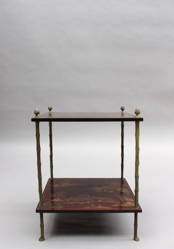 Pair of Fine French Bronze and Chinese Lacquer Side Tables Attributed to Baguès - Image 11