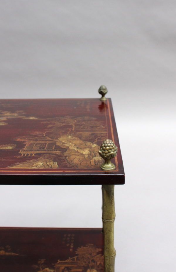 Pair of Fine French Bronze and Chinese Lacquer Side Tables Attributed to Baguès - Image 14