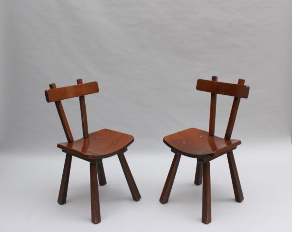 Set of Six French 1960s Solid and Laminated Wood Chairs - Image 3