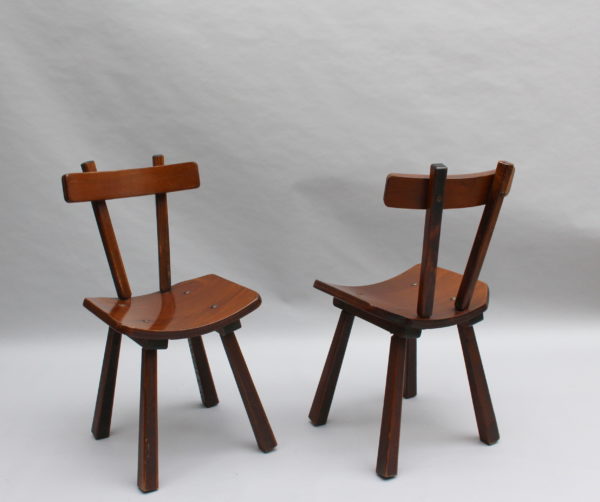 Set of Six French 1960s Solid and Laminated Wood Chairs - Image 4