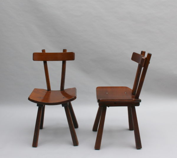 Set of Six French 1960s Solid and Laminated Wood Chairs - Image 2