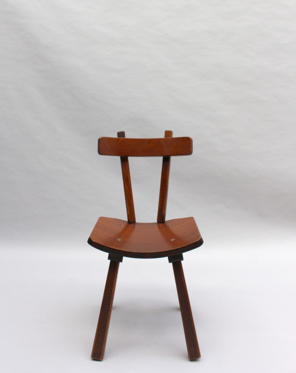 Set of Six French 1960s Solid and Laminated Wood Chairs - Image 5