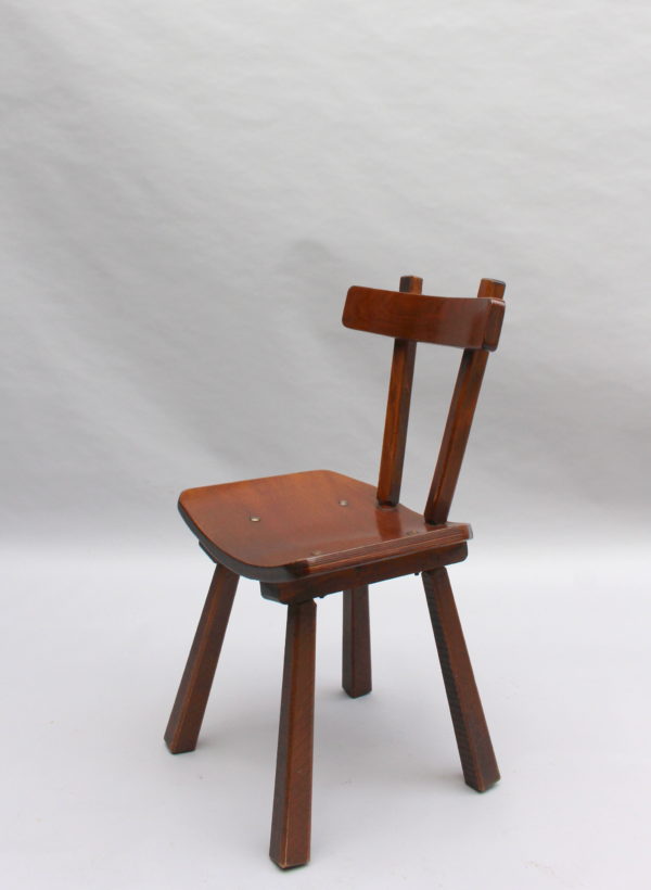 Set of Six French 1960s Solid and Laminated Wood Chairs - Image 6