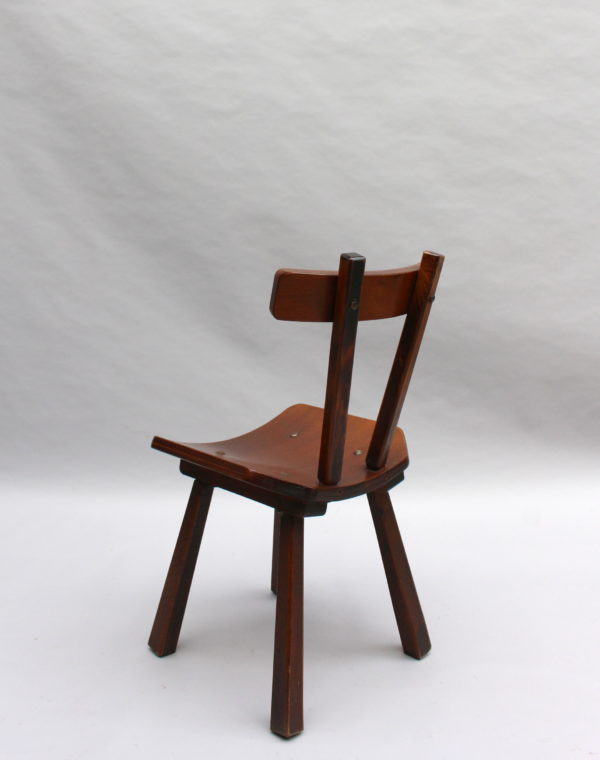 Set of Six French 1960s Solid and Laminated Wood Chairs - Image 8