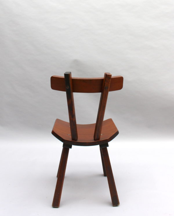 Set of Six French 1960s Solid and Laminated Wood Chairs - Image 9