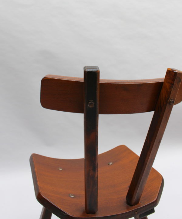 Set of Six French 1960s Solid and Laminated Wood Chairs - Image 10