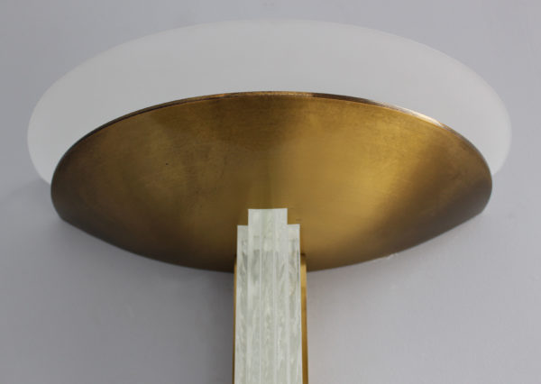 A Fine Large French Art Deco Bronze and Glass Wall Light by Perzel - Image 11