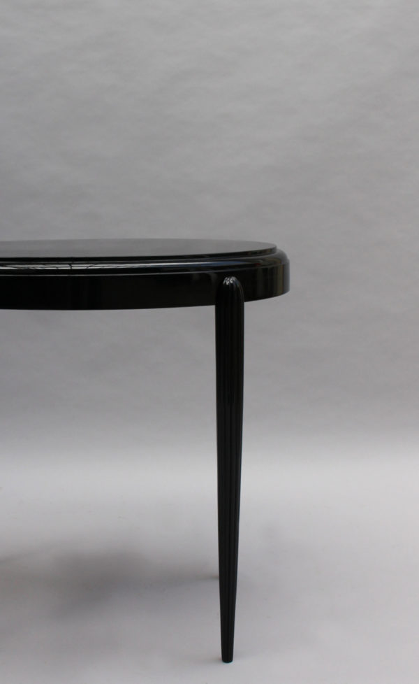 French Art Deco Black Lacquered Oval Side Table - Image 15