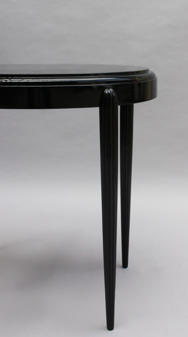 French Art Deco Black Lacquered Oval Side Table - Image 14