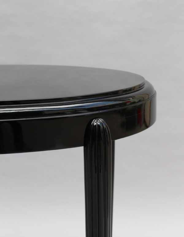 French Art Deco Black Lacquered Oval Side Table - Image 16