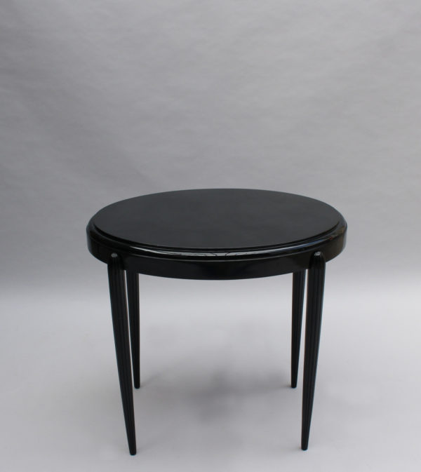 French Art Deco Black Lacquered Oval Side Table - Image 2