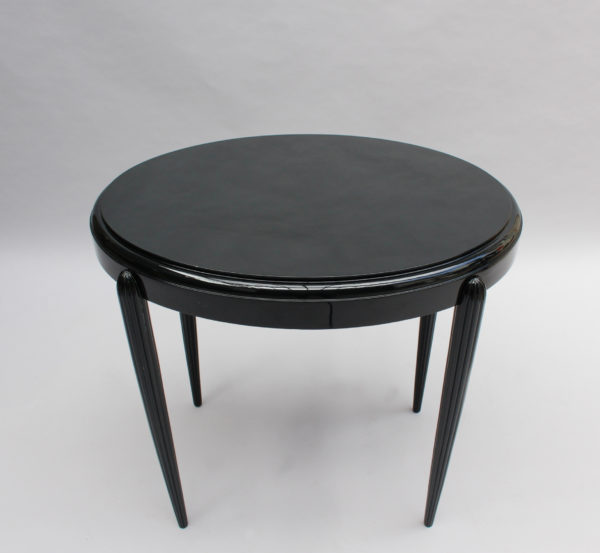 French Art Deco Black Lacquered Oval Side Table - Image 7