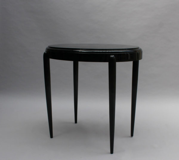 French Art Deco Black Lacquered Oval Side Table - Image 5