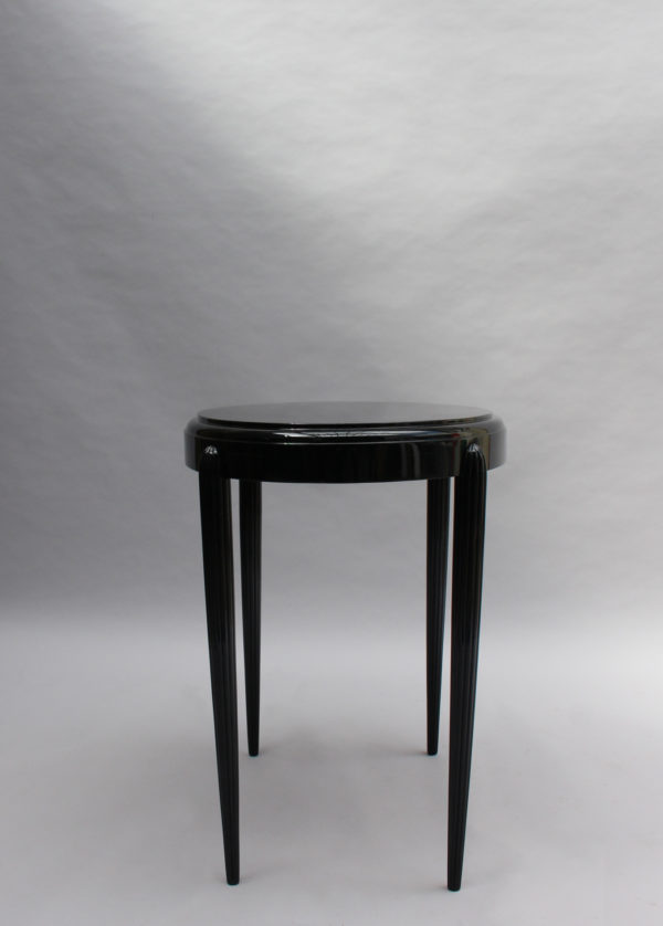 French Art Deco Black Lacquered Oval Side Table - Image 9