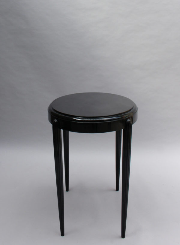 French Art Deco Black Lacquered Oval Side Table - Image 10