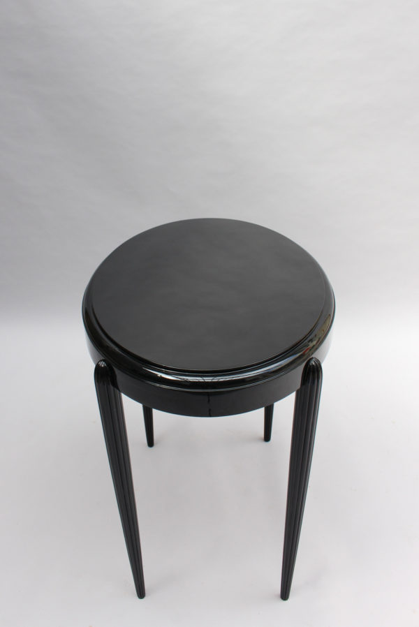 French Art Deco Black Lacquered Oval Side Table - Image 6