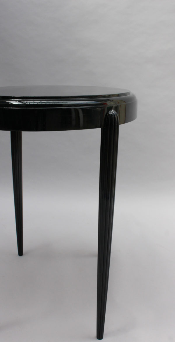 French Art Deco Black Lacquered Oval Side Table - Image 13