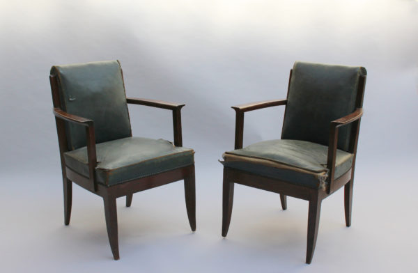 Set of Eight Fine French Art Deco Oak Armchairs by Leon and Maurice Jallot - Image 3