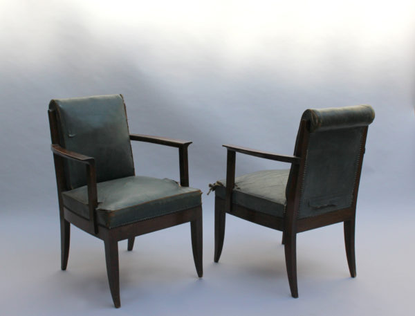 Set of Eight Fine French Art Deco Oak Armchairs by Leon and Maurice Jallot - Image 4