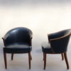 Pair of Fine French Art Deco Walnut Visitor Armchairs by Leleu