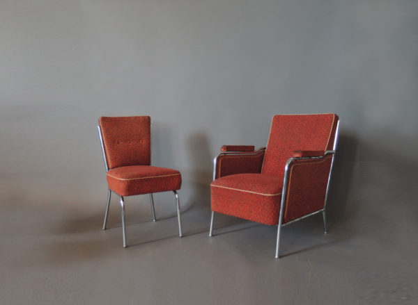 Set of Four Czech 1930s Tubular Chrome Chairs - Image 9