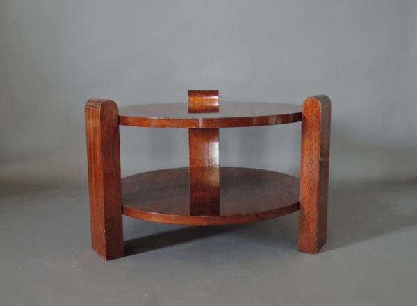 Large French Art Deco Two-Tier Walnut Gueridon - Image 6