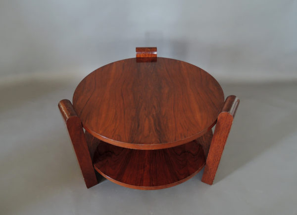 Large French Art Deco Two-Tier Walnut Gueridon - Image 8