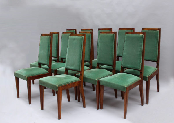 A Set of 10 Fine French Art Deco Mahogany Chairs - Image 2